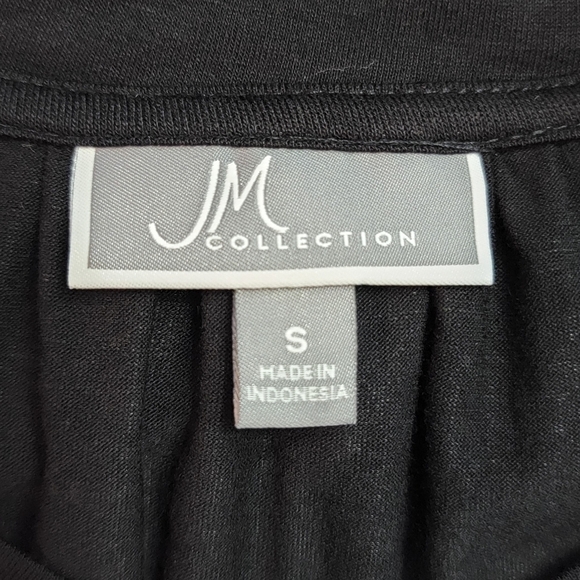 Jm Collection Solid Short Sleeve Top Black Size Small - Picture 6 of 7